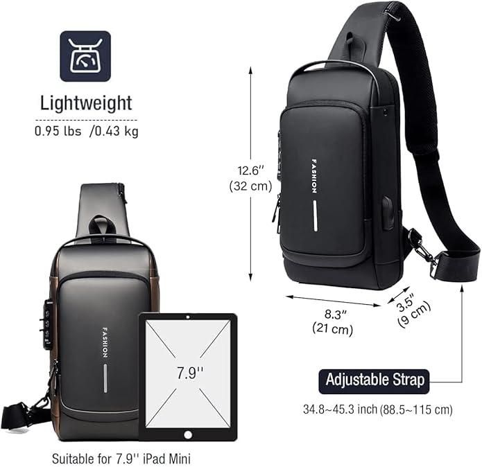 Waterproof Anti-Theft Sling Bag for Men & Women – USB Charging