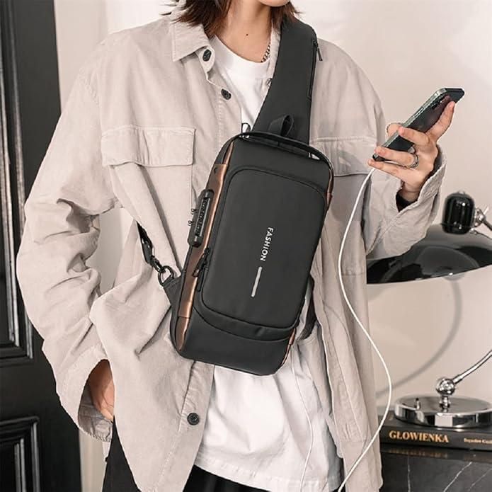 Waterproof Anti-Theft Sling Bag for Men & Women – USB Charging